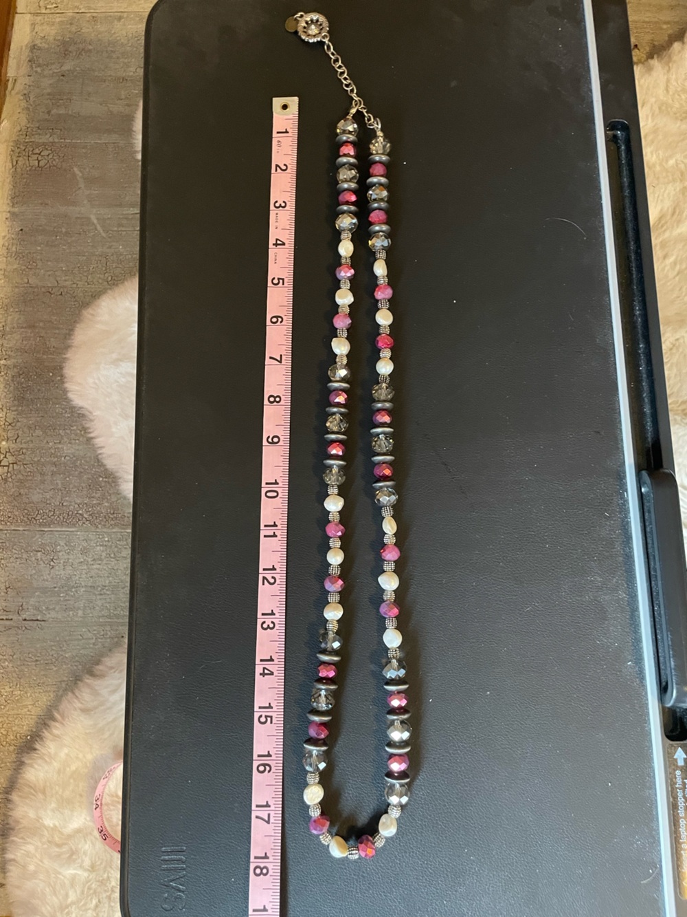 A Rare Bird Pink and Silver Beaded Necklace - Picture 6 of 6